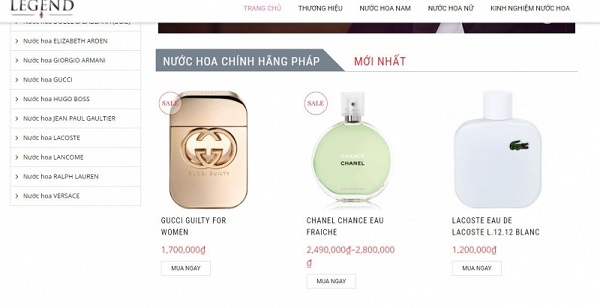 Legend Perfume cung cấp nhiều sản phẩm nước hoa từ nước ngoài